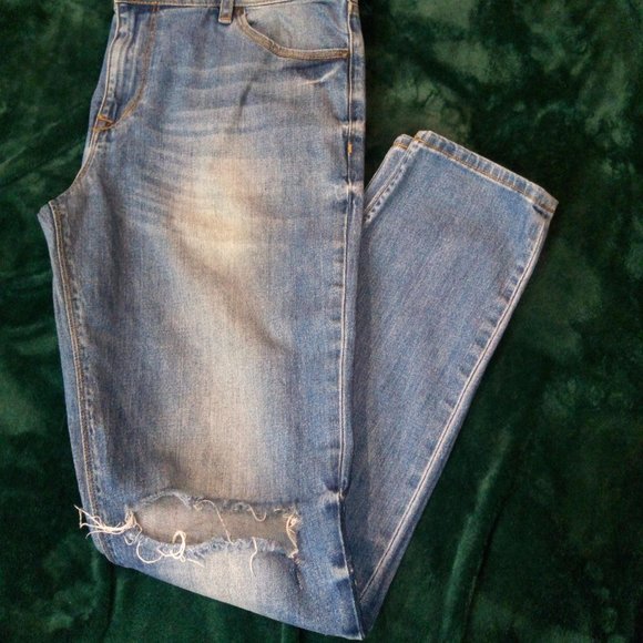 ASOS Distressed Denim Blue Jeans Sz 34 - Picture 5 of 13